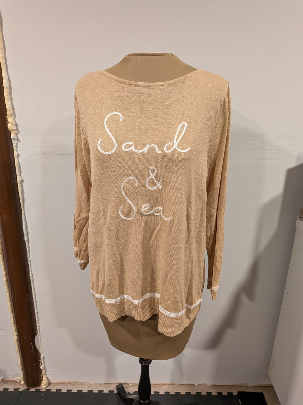 J Jill Linen Blend Lightweight Knit Top - Sand